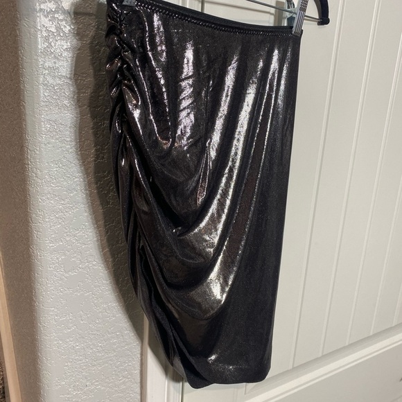 Norma Kamali Side Drape Mini Skirt in gun metal - Picture 7 of 13